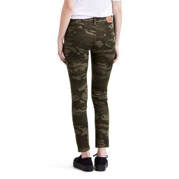 Levi's Women's 711 Mid-Rise Ankle Print Soft Green Skinny Soft Camo Jeans Sz 24 - Picture 2 of 3